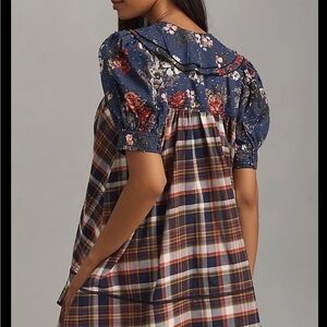 Anthropologie Blue and Multicolor Mini Dress